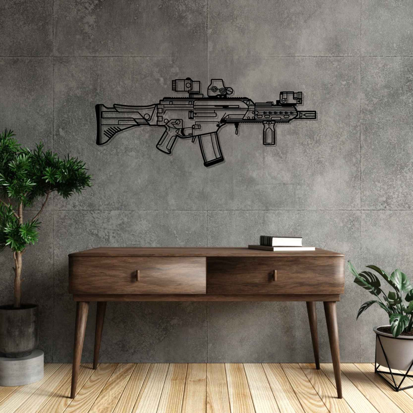 G36KA4 Silhouette Metal Wall Art