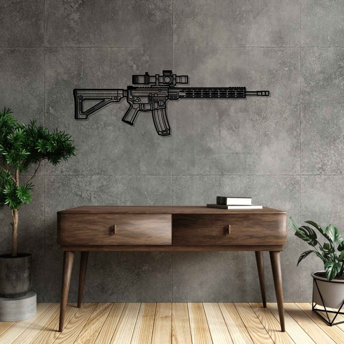 AR15 Silhouette Metal Wall Art