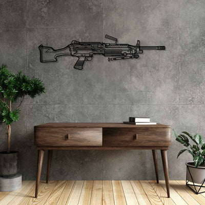 M249 SAW Silhouette Metal Wall Art