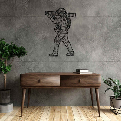 Ranger with a Rocket Launcher Silhouette Metal Wall Art