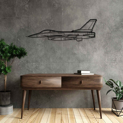 F16 Falcon Silhouette Metal Wall Art