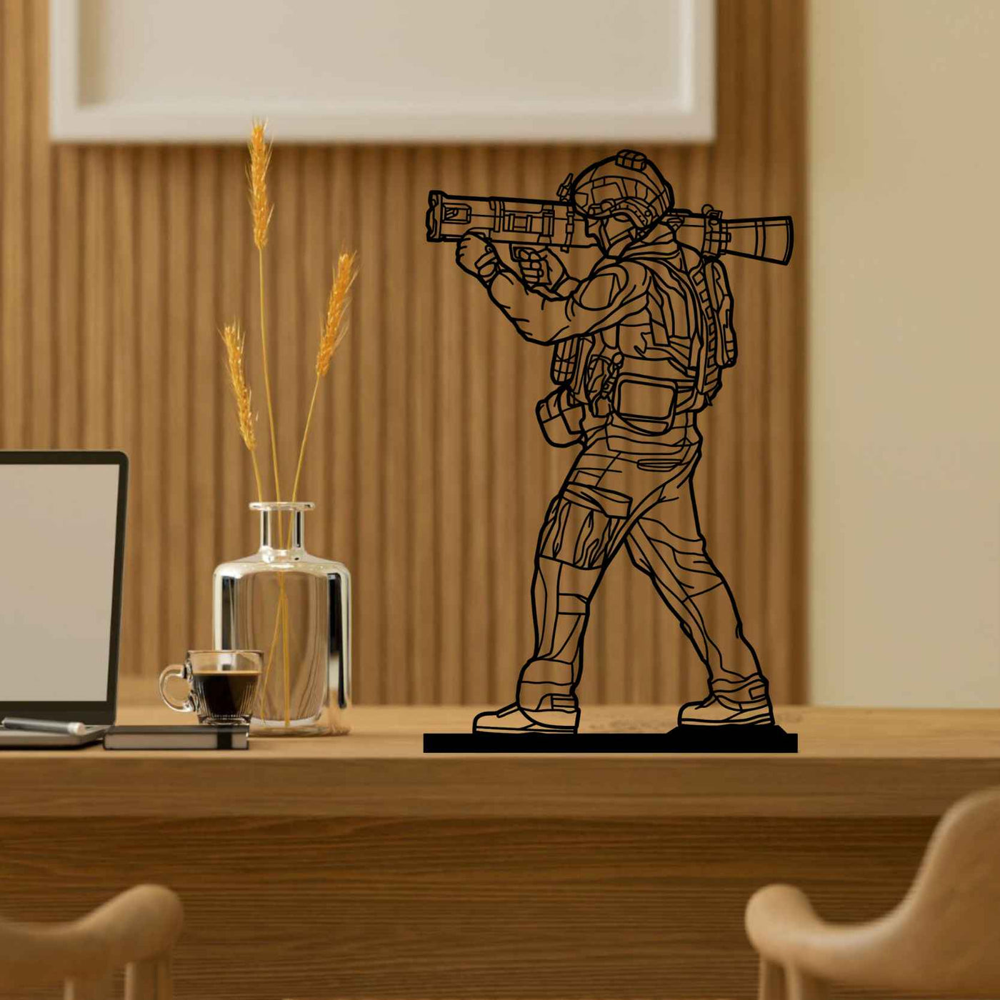 Ranger with a Rocket Launcher Metal Art Stand