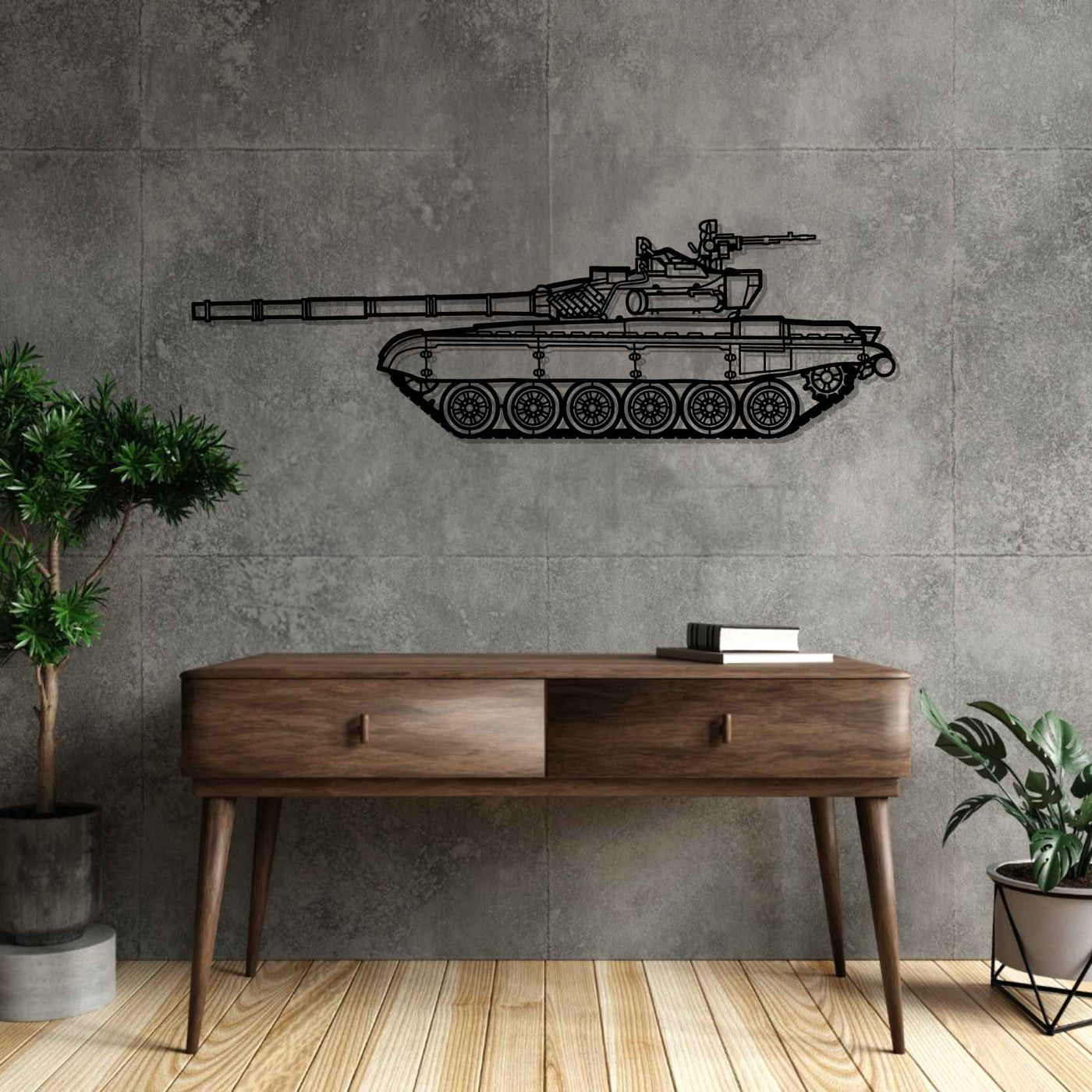 T-72 M1 Silhouette Metal Wall Art