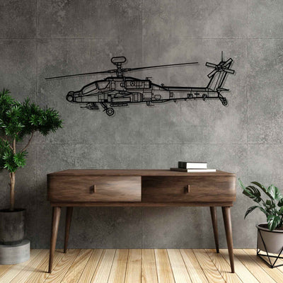 AH-64E Apache Silhouette Metal Wall Art