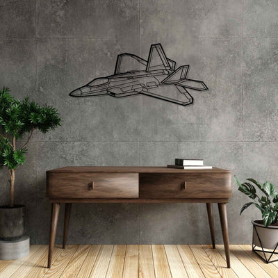 F-22 Raptor Angle Silhouette Metal Wall Art