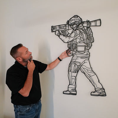 Ranger with a Rocket Launcher Silhouette Metal Wall Art